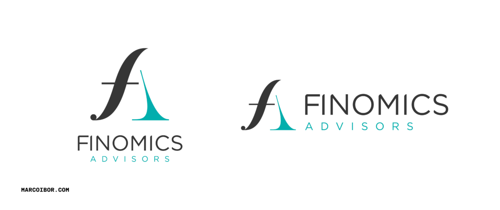 Adaptació de logotip format quadrat i horitzontal de finomics advisors
