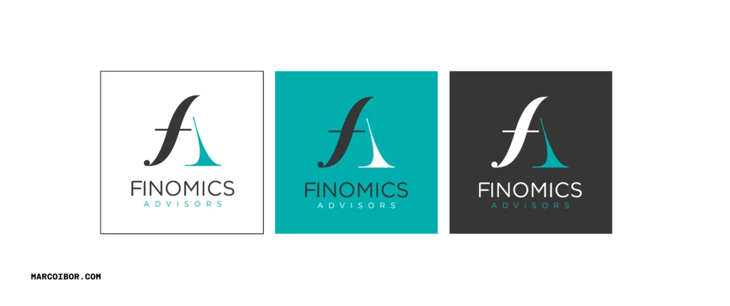 Logotip quadrat finomics advisors adaptació de colors