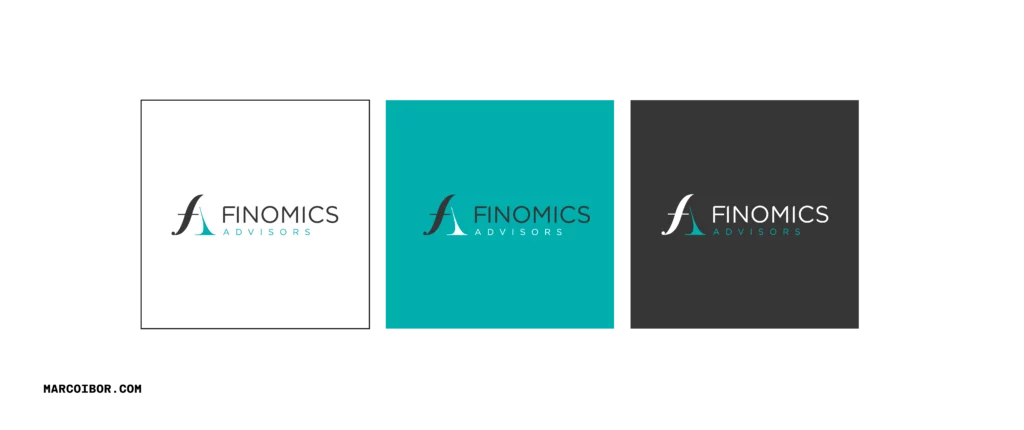 Adaptacio de logotip horitzontal de finomic advisors amb colors