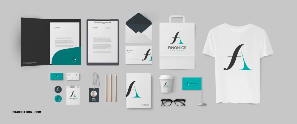 Mostra de implementació de logotip de finomics advisors